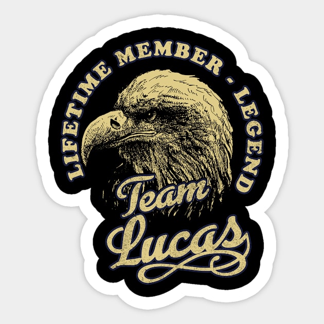 Lucas Name - Lifetime Member Legend - Eagle Sticker by Stacy Peters Art